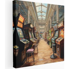 Popcas  Retro Oyun Salonu Kanvas Tablo