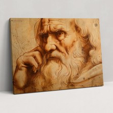 Popcas  Düşünceli Adam Leonardo Da Vinci Duvar Sanatı - Leonardo Da Vinci Kanvas Tablo Duvar Sanatı Ev Dekorasyonu