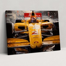 Popcas  Formula 1 Duvar Dekorasyonu - Gerçekçi Yağlı Boya Kanvas Tablo Baskı - Formula 1 Kanvas Duvar Dekorasyonu Parıltı