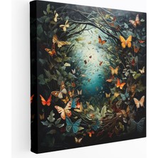 Popcas  Yapraklar Kanvas Tablo - Gerçeküstü Dönüşüm Kelebekleri Duvar Sanatı - Yapraklar Duvar Dekorasyonu Duvar Sanatı Karışık Medya Eseri