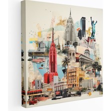 Popcas  Dünya Otelleri Ikonları Kanvas Tablo - Oteller Anıtlar Dünya Otelleri Ikonları Kanvas Tablo Karışık Medya Eseri