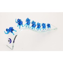 Es Dekor 26X4X10CM Büyük Kristal Yedili Fil Açık Mavi