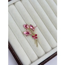 Luseda İthal Pembe Çiçek Broş