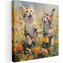 Popcas  Renkli Yavru Kediler Kanvas Tablo