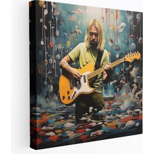 Popcas  Kurt Cobain Duvar Dekorasyonu - Gerçeküstü Kanvas Tablo - Surrealist Manzara Fantastik Dokunuş