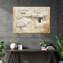 Popcas  Uçan Makineler Leonardo Da Vinci Tarzı Kanvas Tablo - Duvar Dekorasyonu Leonardo Da Vinci Kanvas Duvar Sanatı