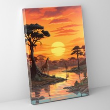 Popcas  Afro Doğa Kanvas Tablo Afrika Vahşi Yaşam Duvar Dekorasyonu