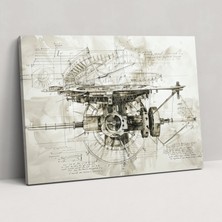 Popcas  Yaratıcı Makine Duvar Süsü - Leonardo Da Vinci Kanvas Tablo Sanatı Ev Dekorasyonu