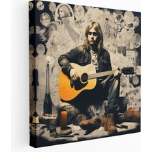 Popcas  Kurt Cobain Duvar Sanatı - Grunge Esintili Kanvas Tablo - Kurt Cobain Grunge Esintili Koleksiyon Ev Dekorasyonu Isyan