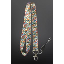 Stormistoretr Renkli Yaprak Desenli Boyun Ipi | Anahtarlık & Telefon Askılı Lanyard | Kartlık - Id Kart Askısı