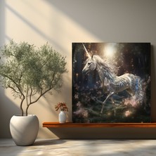 Popcas  Parıltılı Unicorn Kanvas Tablo - Parıltı Büyülü Orman Kanvas Tablo