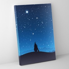 Popcas  Ay Işığında Cüce Kanvas Tablo - Cüce Hayalperest Atmosfer Ay Işıklı Gökyüzü Ay Arka Plan