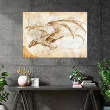 Popcas  Uçuş Halindeki Ejderha Leonardo Da Vinci Duvar Dekorasyonu - Leonardo Da Vinci Kanvas Tablo Ev Dekorasyonu
