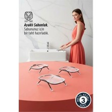 MegaSepet Mey Ithalat® 3 Lü Ayaklı Sabunluk – Su Giderli, Şeffaf Tasarım, 12 x 9 Cm, Tezgah Üstü Kullanım