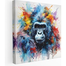 Popcas  Goril Kanvas Tablo - Soyut Suluboya Resim - Ev Dekorasyonu Duvar Dekorasyonu