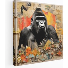 Popcas  Goril Duvar Sanatı - Çeşitli Karışık Medya Kanvas Tablo - Goril Kanvas Duvar Sanatı Kolaj