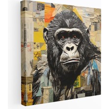 Popcas  Goril Kanvas Tablo - Duvar Dekorasyonu Kumaş Ev Dekorasyonu