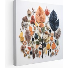 Popcas  Çeşitli Yapraklar Duvar Sanatı - Yapraklar Duvar Dekorasyonu Kanvas Kolaj Sanat Eseri
