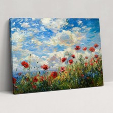 Popcas  Gelincik Tarlası Kanvas Tablo Claude Monet Duvar Sanatı Ev Dekorasyonu
