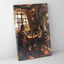 Popcas  Johannes Vermeer Intim Ortam Çift Konuşma Duvar Sanatı - Kanvas Tablo