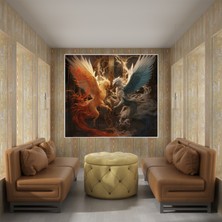 Popcas  Sürreal Kafes Dövüşü Kanvas Tablo