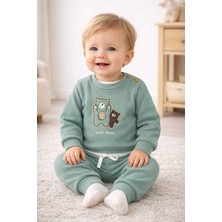 Tenra Kabartma Baskılı Oversize Geniş Kalıp Alt Üst Bebek Takım Raporlu %100 Pamuk