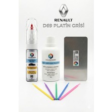 COLORGUARD Renault Dacia D69 Platin Grisi İğneli ve Fırçalı 2 si 1 Arada Rötuş Boyası Yüzey Temizleme Solüsyonu Profesyonel ve Çapaksız Rötuş Çeliği 5'li Uygulama Çubuğu Seti