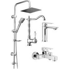 Musluq Aurum Luxe 4’lü Set - 4’lü Rustik Banyo & Mutfak Seti | Robot Duş + Lavabo + Eviye + Banyo Lüks Set
