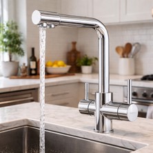 Fulcie Primeflow Pro Üç Yollu Arıtmalı Premium Mutfak Eviye Bataryası Musluğu