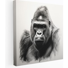 Popcas  Goril Duvar Sanatı - Gerçekçi Kömür Eskizi - Kanvas Tablo Ev Dekorasyonu Için Gerçekçi Eskiz