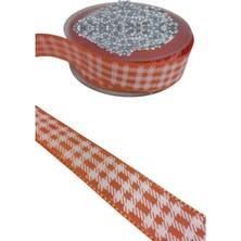 Argesco Mühendislik Tafta Ekoseli Kurdele 25 mm Turuncu 1 Metre