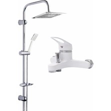 Musluq Beyaz Mix Lavabo Banyo Mutfak Bataryası Yağmurlama Tepe Duş Seti