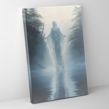 Popcas  Korkunç Hayalet Figürü Kanvas Tablo - Korku Duvar Süsleme Sisli Göl Gizem