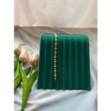 Işıltılı Yaprak Formlu Taşlı Bileklik – Gold / Silver