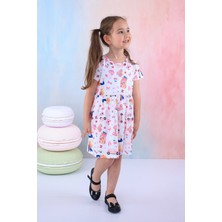 Buufuu Kız Çocuk Desenli Kısa Kollu Elbise