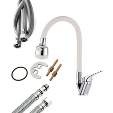 Fulcie Beyazmix Mutfak Bataryası Evye 360 Derece Dönen 3 Fonksiyonlu Başlık Pratikmuslukucu