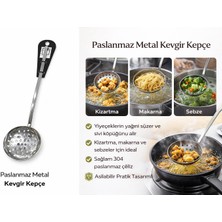 Genel 304 Paslanmaz Çelik Kevgir Kepçe – Metal Delikli Kepçe – Kızartma Makarnalık Süzgeç Kepçe – Endüstriyel Mutfak Kevgiri
