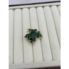 Luseda İthal Yeşil Kurbağa Broş