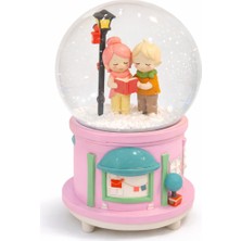 Zeflazerhediyelik Kişiye Özel Kitap Okuyan Çift Kar Küresi Sevimli Romantik Dekoratif Hediyelik (Büyük Boy)