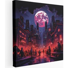 Popcas  Neon Ay Işığında Mcs Kanvas Tablo