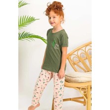 Arnetta Kız Çocuk Kısa Kollu Bisiklet Yaka Kaktüs Desenli Pijama Takım