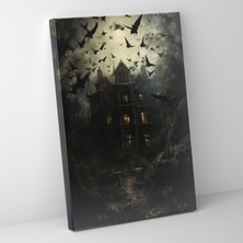 Popcas  Korku Karanlık Kanatlı Yaratıklar Kanvas Tablo - Korku Yıkık Malikane Büyüleyici