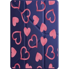 Nurdic Ipad 11 A16 2025 / 10. Nesil 10.9 Kılıf Uyku Modlu Kalem Bölmeli Desenli Gölgeli Kalpler