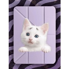 Nurdic Ipad 11 A16 2025 / 10. Nesil 10.9 Kılıf Uyku Modlu Kalem Bölmeli Desenli Şirin Kedicik