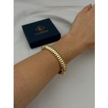 Luseda Boğum Detaylı Gold Kelepçe Bileklik