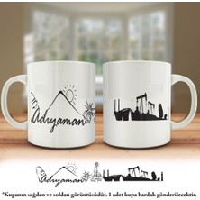 Asilmeydan Çift Yön Renkli Baskılı Adıyaman Silüeti - Şehir Kupa Bardak