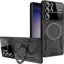 Lowell Home Ieg  Samsung Galaxy S25 Ultra Kılıf Joy Lens Standlı Kapak - Siyah LWLRSHM-76W5