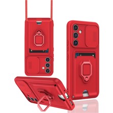 Lowell Home Ieg  Samsung Galaxy A56 Kılıf Zuma Kartvizitli Yüzüklü Silikon - Kırmızı LWLRSHM-76W5