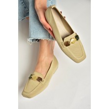 Fox Shoes Y820400304 Ten Triko Kumaş Boncuk Detaylı Kadın Babet