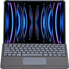 Lowell Home Ieg  T5509D iPad Pro 12.9 (2022) Kılıf Palermo Ledli Klavyeli Standlı Tablet Kılıfı - Siyah Lw